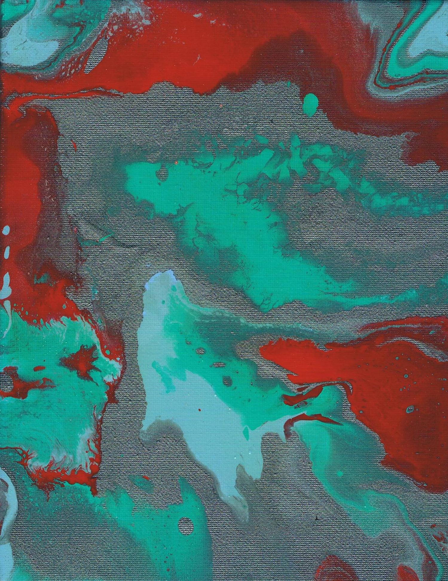 1499x1943 Aqua, Silver And Red Classic Car Acrylic Painting 8 X 10 - Aqua Painting