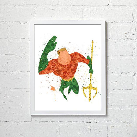 570x570 Aquaman Wall Art Aquaman Watercolor Aquaman Printables - Aquaman Painting