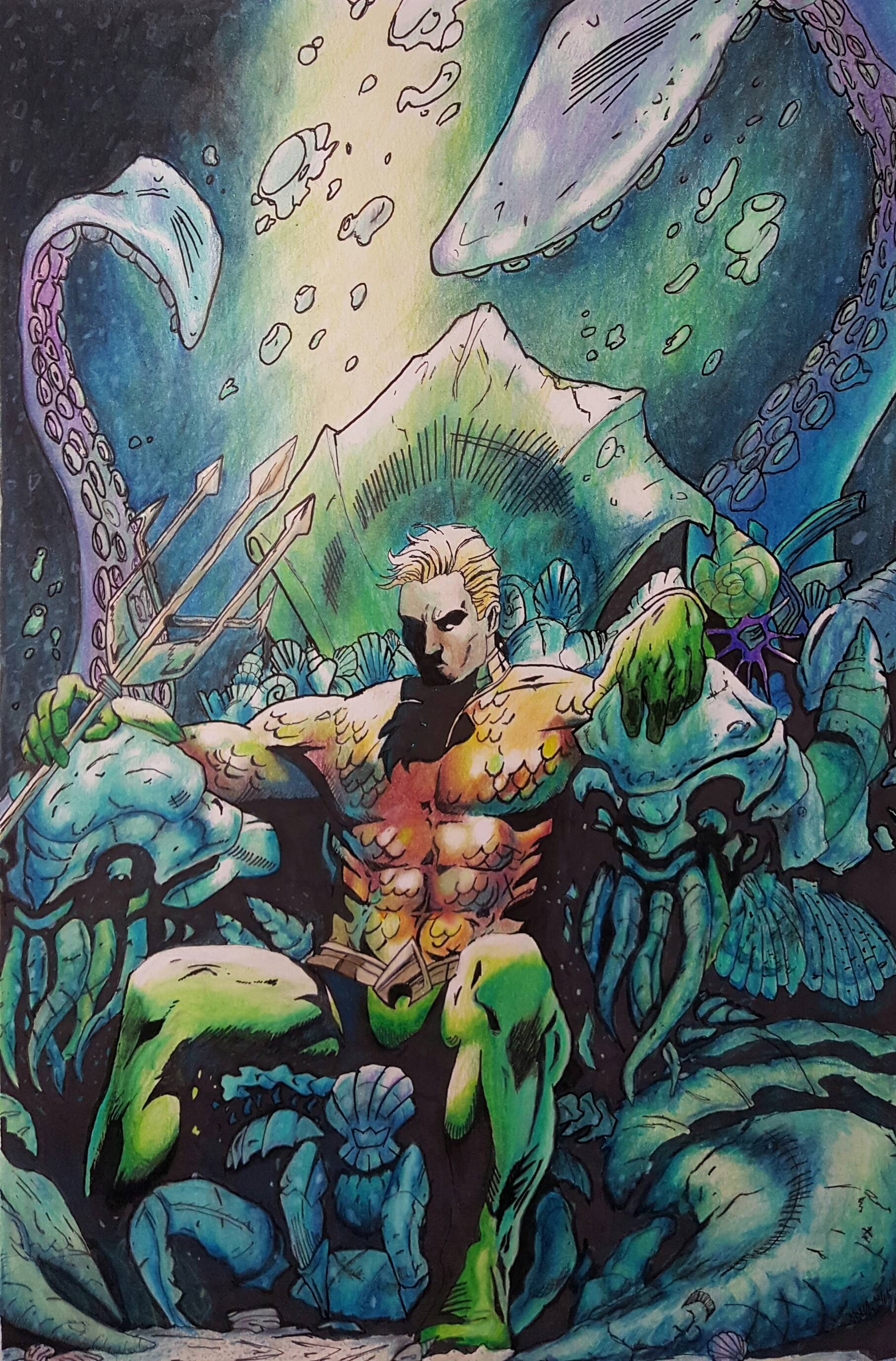 1814x2756 I Recreated The Cover Of Aquaman Vol. 7 Issue 18 Dccomics - Aquaman Painting