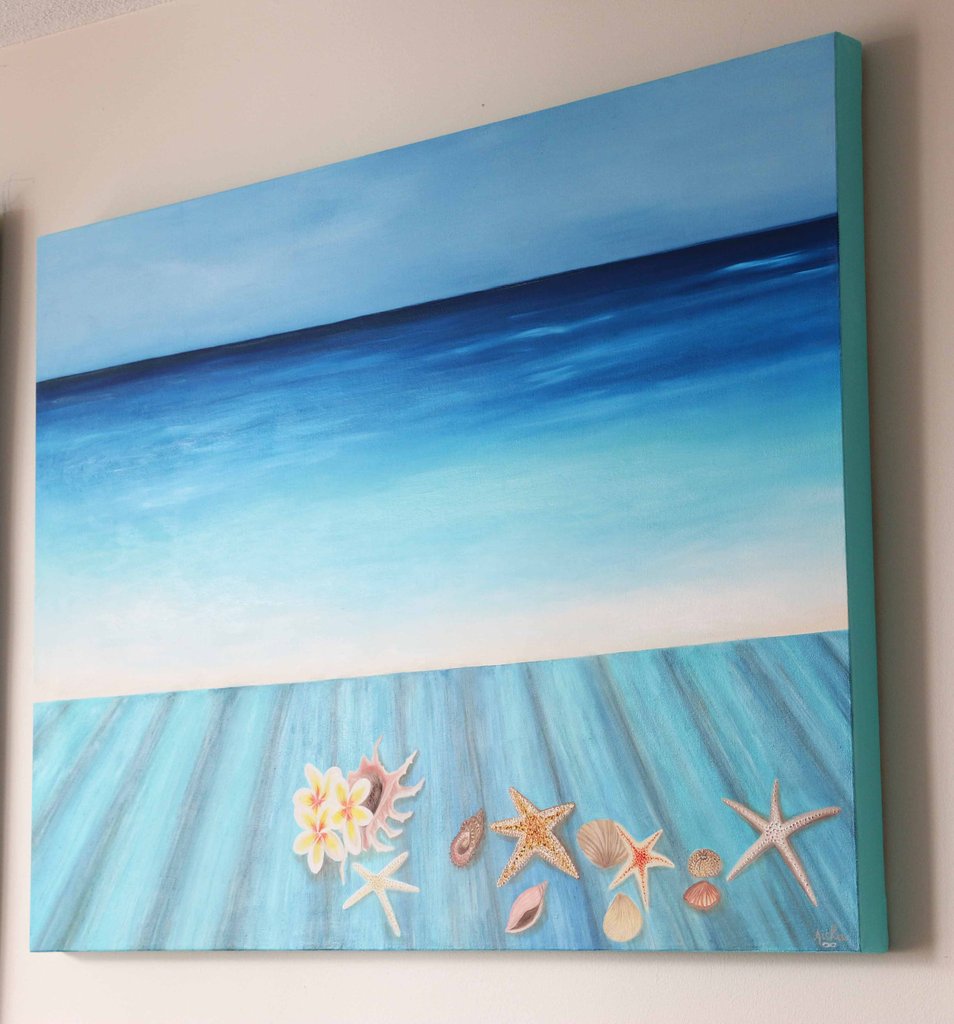 954x1024 Beyond The Veil ~ Oil Painting On Canvas - Aquamarine Painting