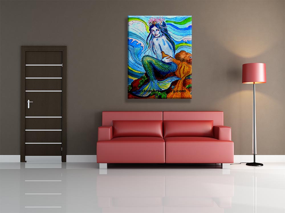 1000x748 Blue Aquamarine Canvas Painting Custom Art Gallery - Aquamarine Painting