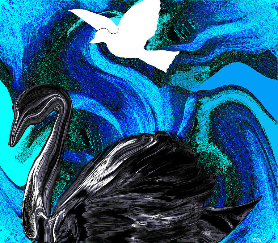 900x787 Friendship Under Aquamarine Skies Painting By Abstract Angel - Aquamarine Painting