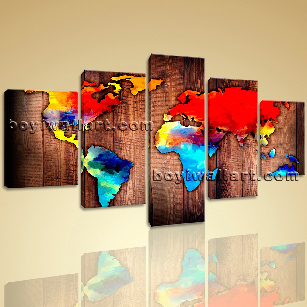 1000x1000 Large Grunge Rustic World Map Picture Contemporary Painting Dining - Aquamarine Painting