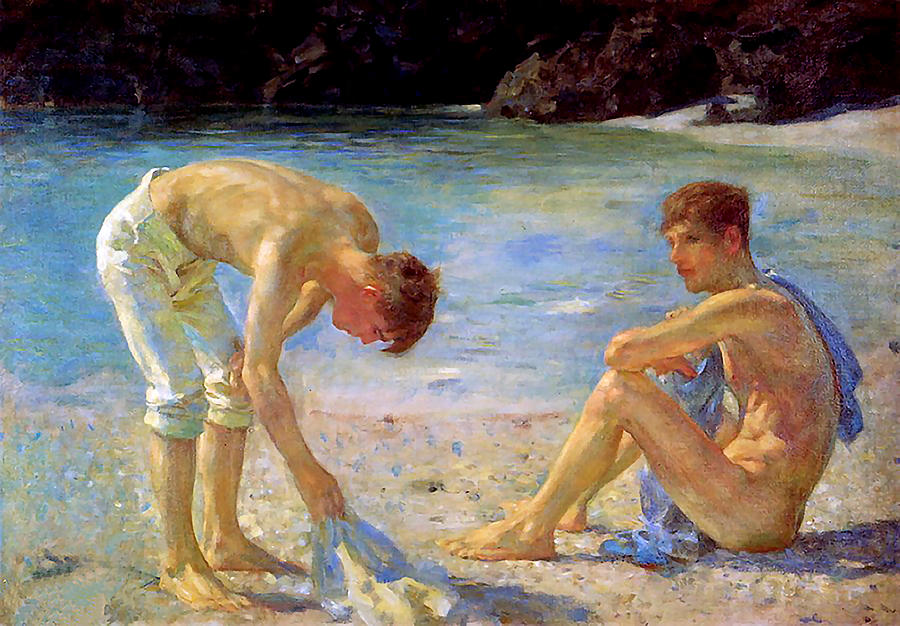 900x626 Aquamarine Painting By Henry Scott Tuke - Aquamarine Painting