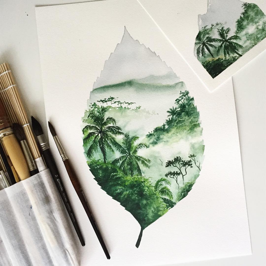 1080x1080 Earth Watercolor Painting By Jessica Janik 6 - Aquarelle Painting
