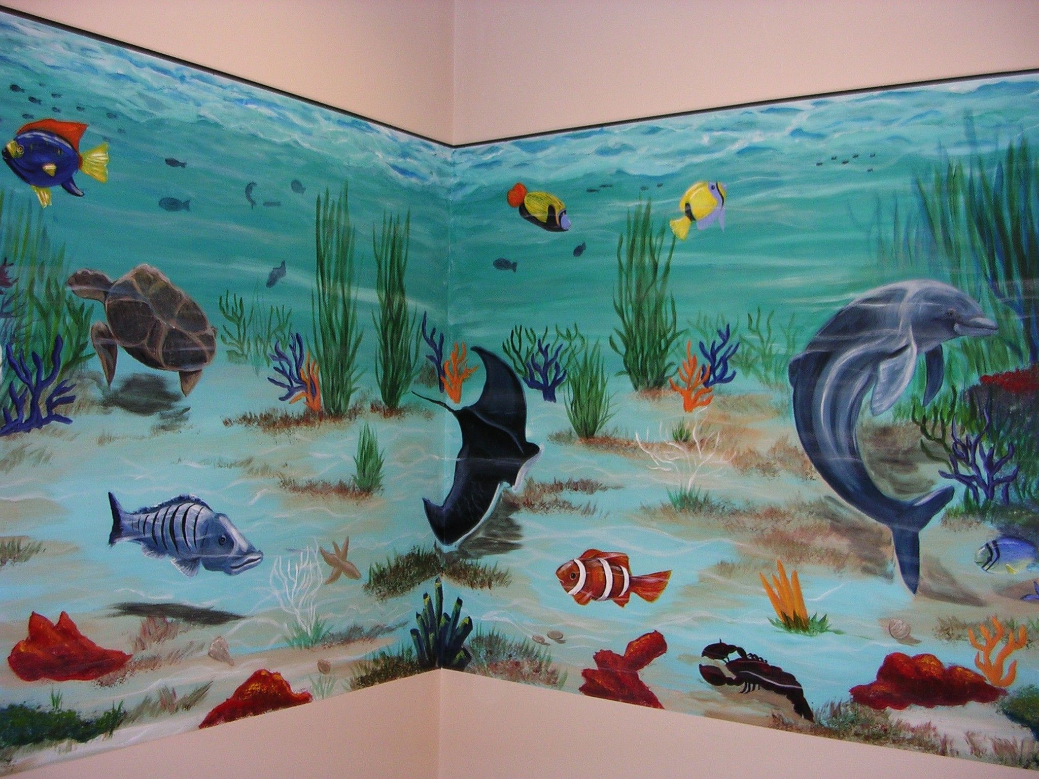2048x1536 Murals Aquarium Wall Paint Mural Paintings Home Design - Aquarium Painting