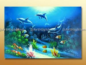 300x225 Cartoon Children Kids Oil Paintings Painting Canvas Sea World - Aquarium Painting For Kids