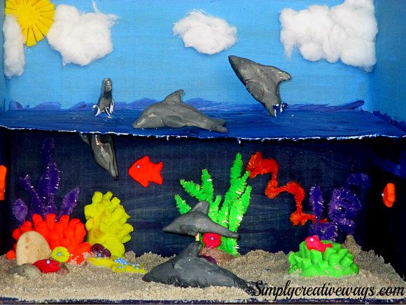 580x435 Shoebox Diorama Ideas For Kids - Aquarium Painting For Kids