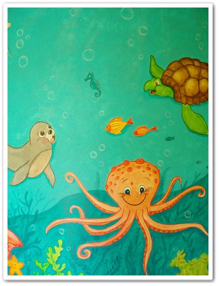 436x569 Aquarium In The Kids Room (Painted On The Wall) Cool Rooms - Aquarium Painting For Kids