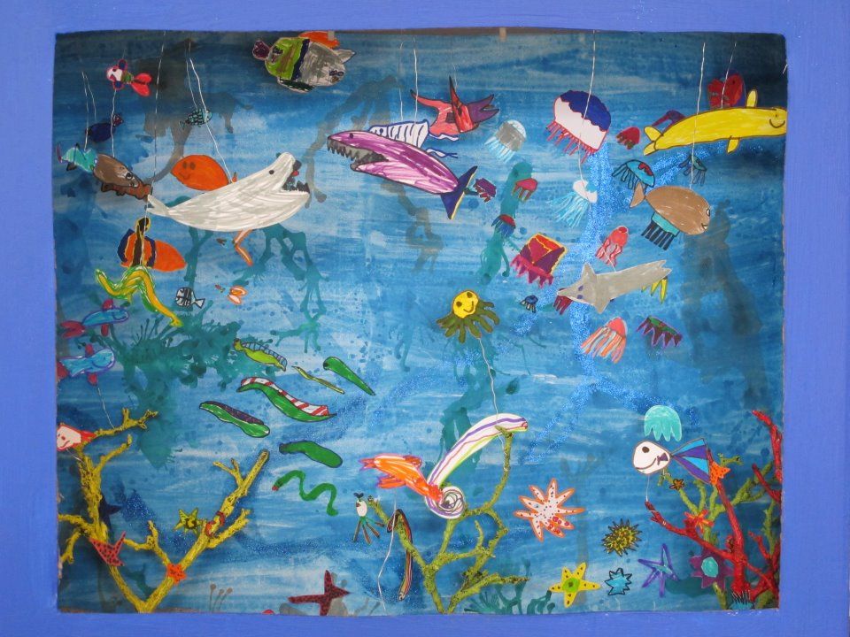 960x720 Aquarium Made By Kids From The Kindergarden Elf Hill In Odense - Aquarium Painting For Kids