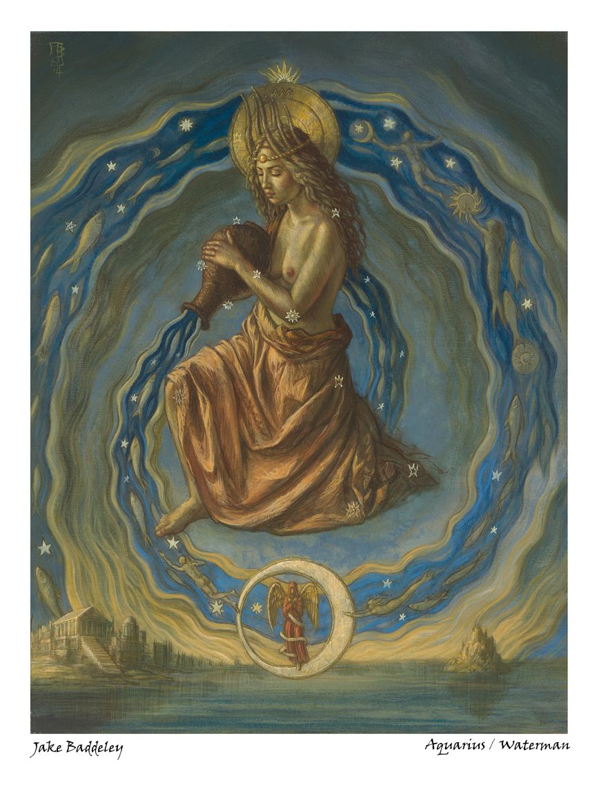 868x1138 Aquarius By Jake Baddeley Zodiac Ii Aquarius - Aquarius Painting