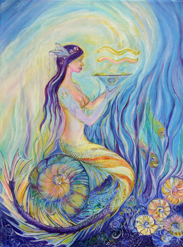 770x1038 Star Sign Mermaid Aquarius By Shimaart - Aquarius Painting