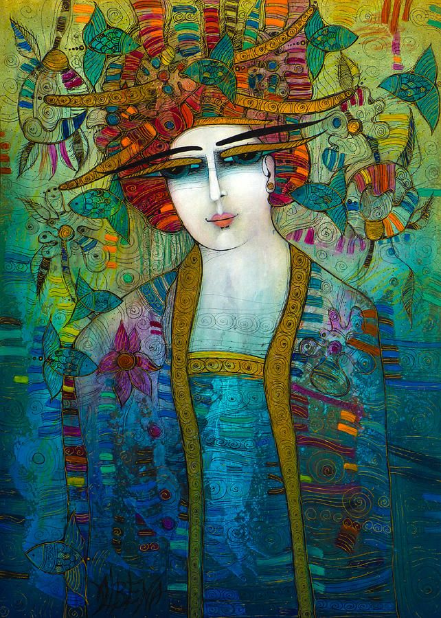642x900 Aquarius Painting By Albena Vatcheva Art Albena Vatcheva - Aquarius Painting