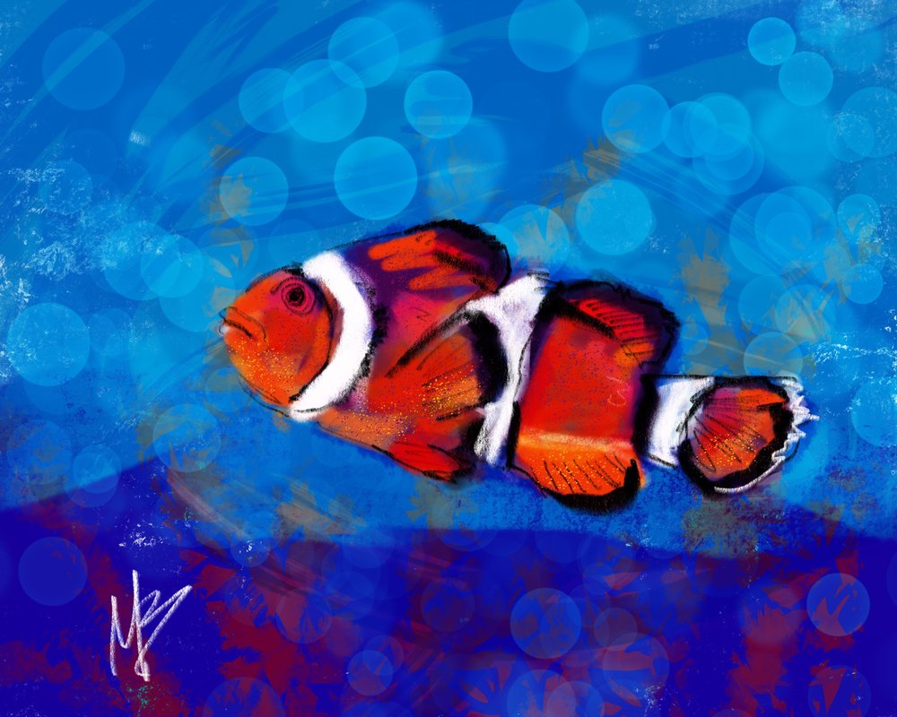 1000x800 Clown Fish More Aquatica. Inspired By @theneophytesscroll - Aquatic Painting