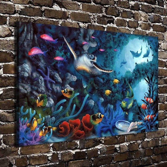 640x640 A0654 David Miller Jewels The Sea Aquatic Animals.hd Canvas Print - Aquatic Painting
