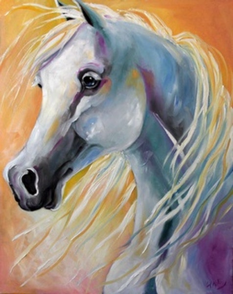 476x600 Golden Spirit And Arabian Horse Painting By A Texas Artist Laurie - Arabian Horse Painting