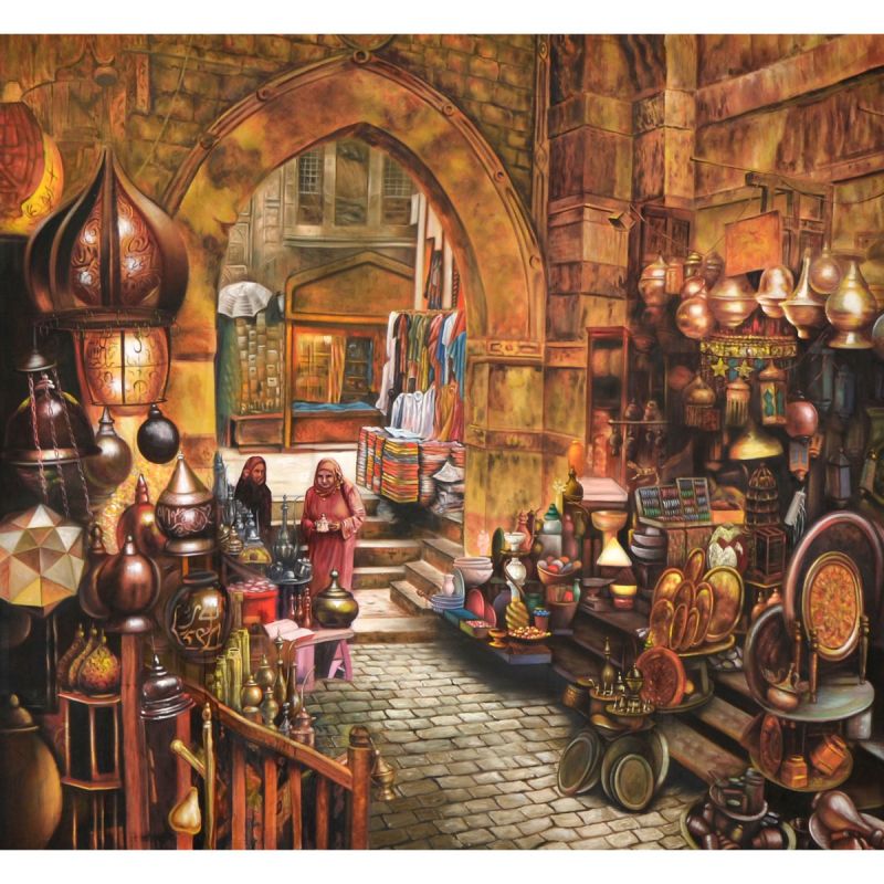 800x800 Arabian Market Painted Backdrop Bd 1001 - Arabian Painting