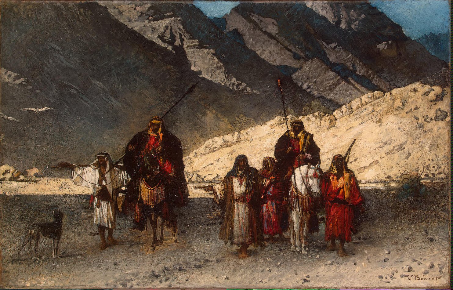 1484x950 Arabian Sheikhs In The Mountains Painting Bonnat Leon Joseph - Arabian Painting