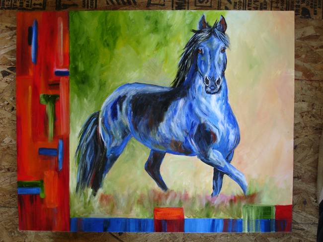 650x488 Abstract Arabian Horse Painting By Mary Jo Zorad - Arabian Painting
