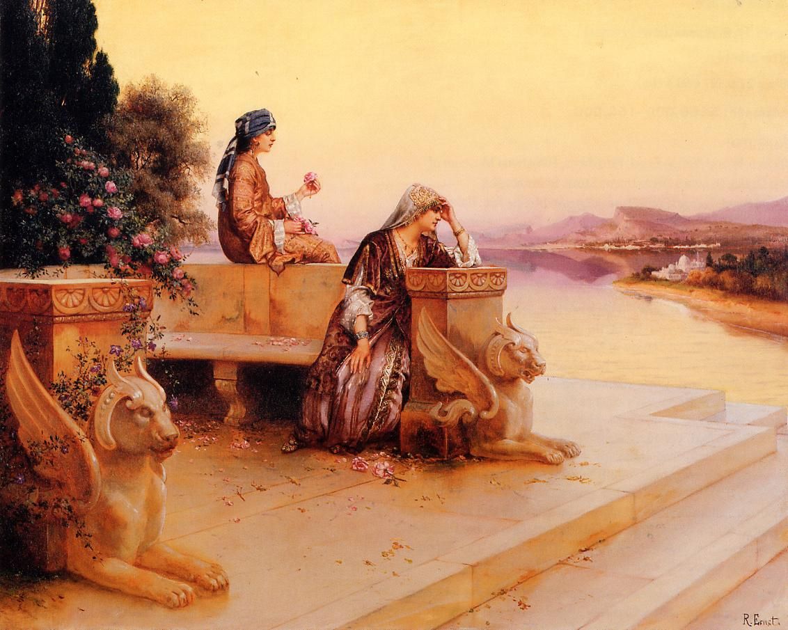 1132x905 Rudolf Ernst, Arabian Women On The Terrace Une Porte Vers L - Arabian Painting
