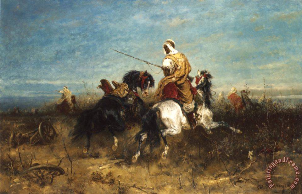 960x619 Adolf Schreyer Arabian Horsemen Painting - Arabian Painting