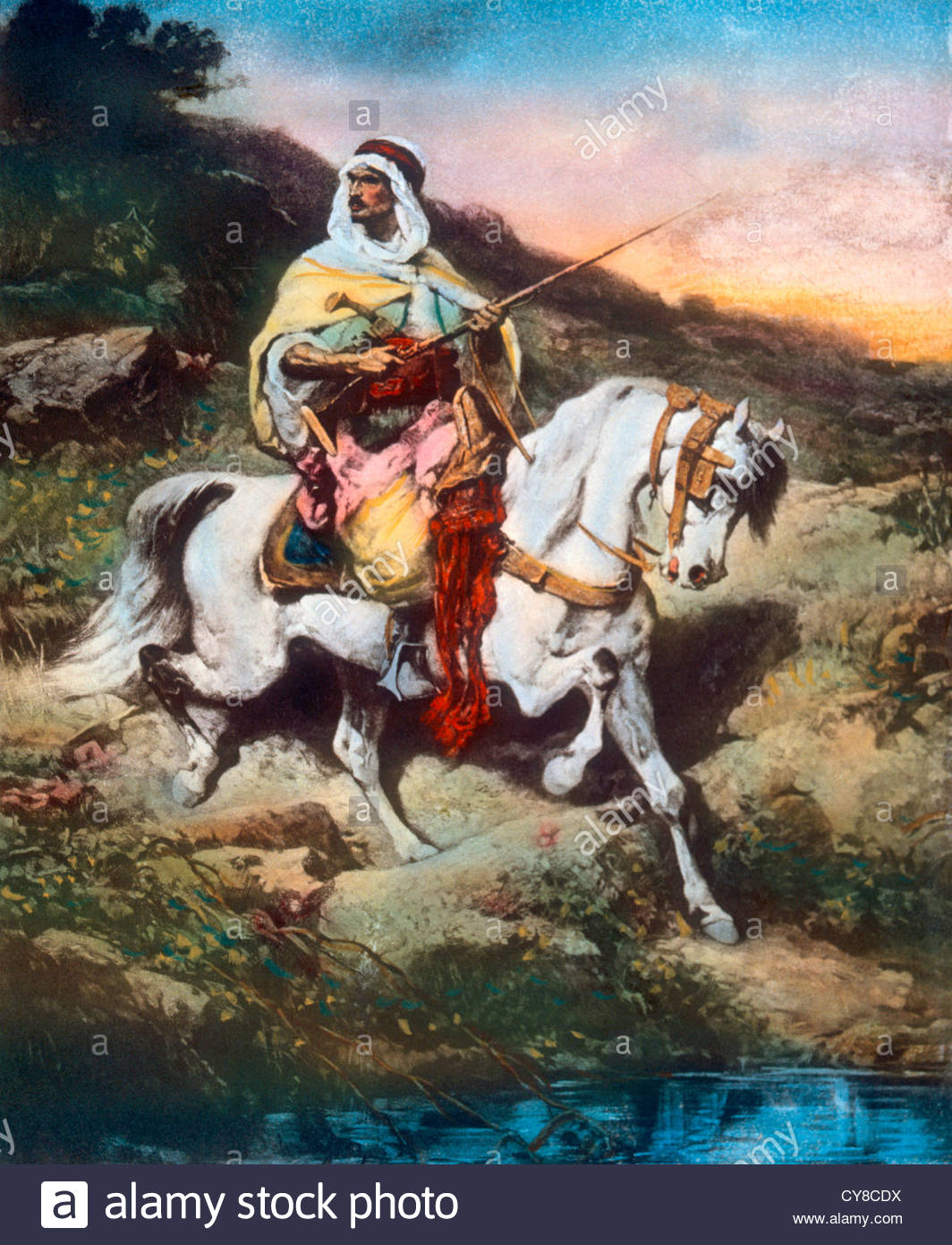 1064x1390 Arabian Horseman, Painting, 1870 Stock Photo 51201862 - Arabian Painting