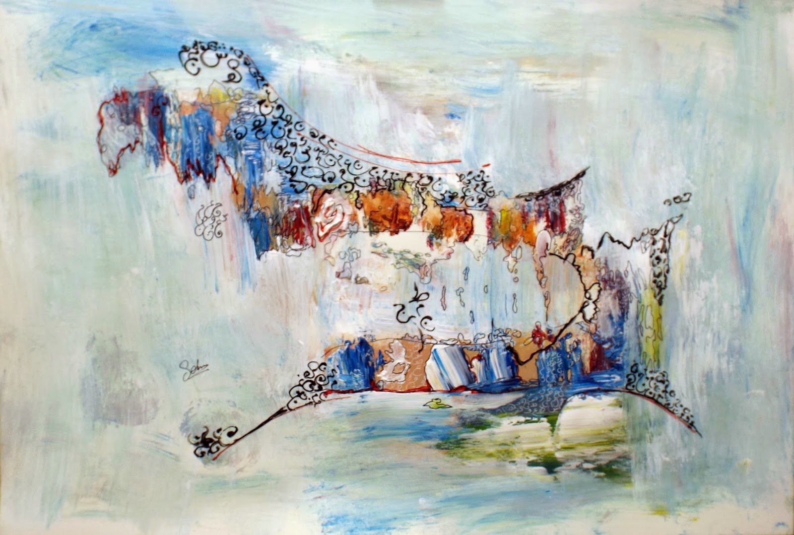 1600x1078 Abstract Painting With An Arabic Calligraphy Selmasgallery - Arabic Painting