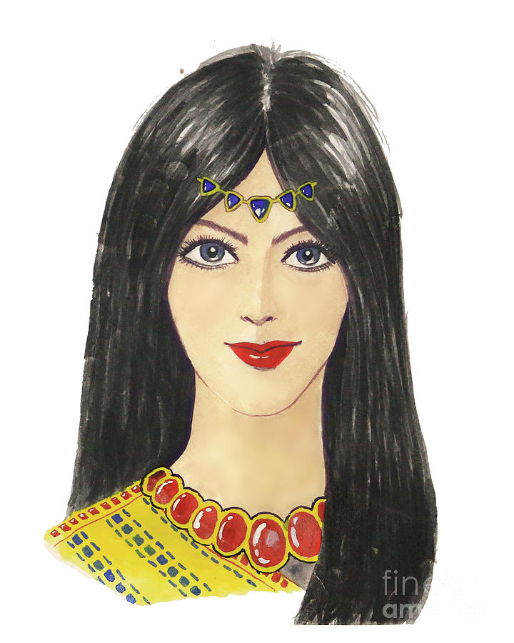 720x900 Beautiful Arabic Woman. Perfect Makeup And Accessories Painting By - Arabic Woman Painting