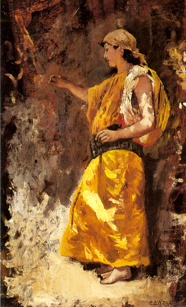 607x1000 Standing Arab Woman Edwin Lord Weeks - Arabic Woman Painting