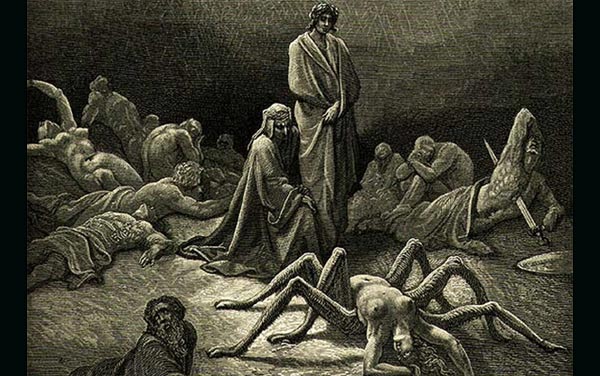 600x376 The Symbolic Spider That Wove Its Way Through History Ancient - Arachne And Athena Painting