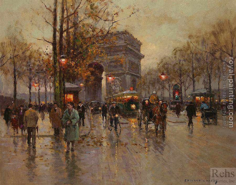 900x707 Arc De Triomphe, Avenue Friedland By Edouard Cortes Oil Painting - Arc De Triomphe Painting