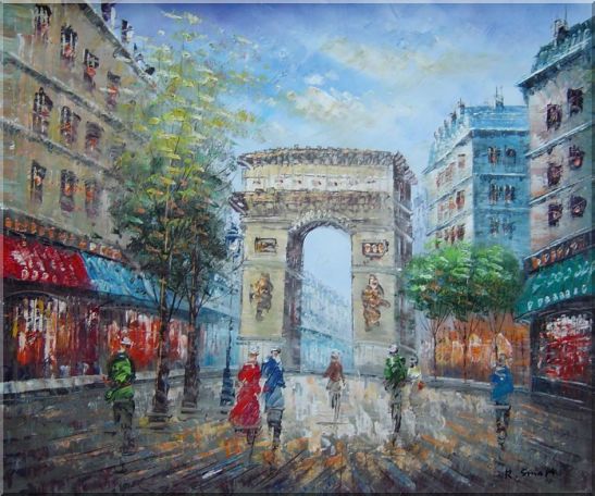 547x456 Framed Twilight At Arc De Triomphe Of Paris Oil Painting Cityscape - Arc De Triomphe Painting