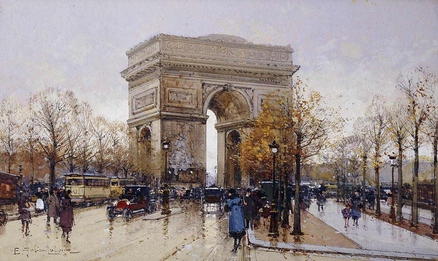 900x537 L'Arc De Triomphe Paris Painting By Eugene Galien Laloue - Arc De Triomphe Painting