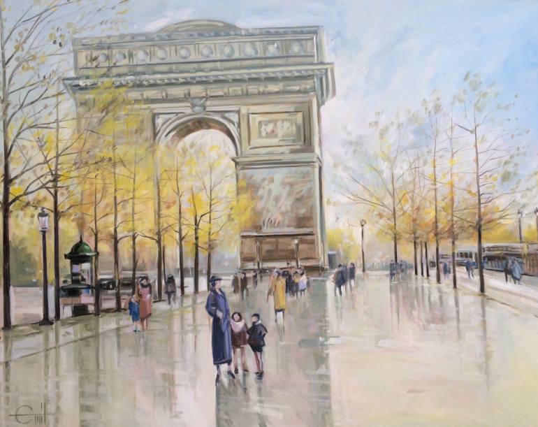 770x611 Saatchi Art L'Arc De Triomphe Painting By Emil Ungureanu - Arc De Triomphe Painting