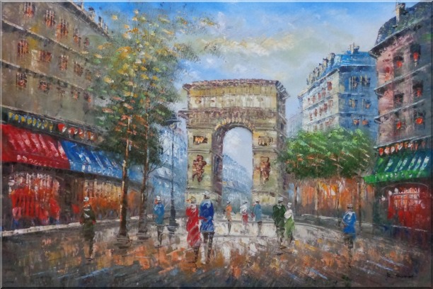 612x408 Twilight At Arc De Triomphe Of Paris Oil Painting Cityscape France - Arc De Triomphe Painting