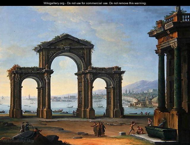 640x489 Harbour Scene With Triumphal Arch - Arch Painting