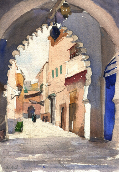 380x550 Kelly Medford Capturing Marrakech In Watercolor - Arch Painting