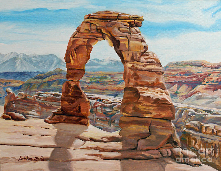 900x698 Delicate Arch Painting By Gretchen Matta - Arch Painting