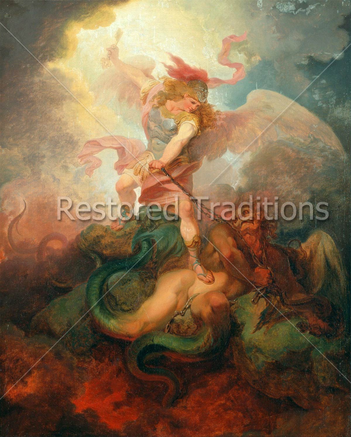 1200x1496 St. Michael Defeating The Devil By Loutherbourg Royalty Free Artwork - Archangel Michael Defeating Satan Painting