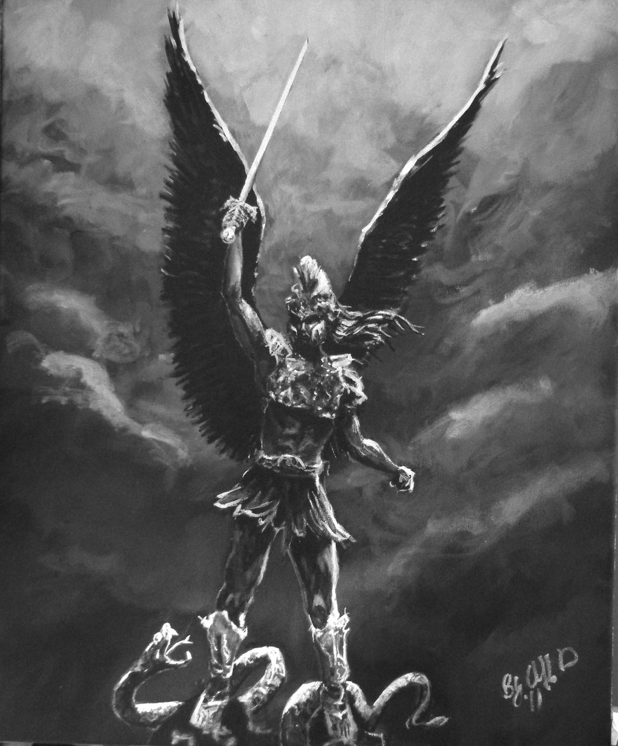 900x1087 Michael My Painting By Cliford417 - Archangel Michael Painting