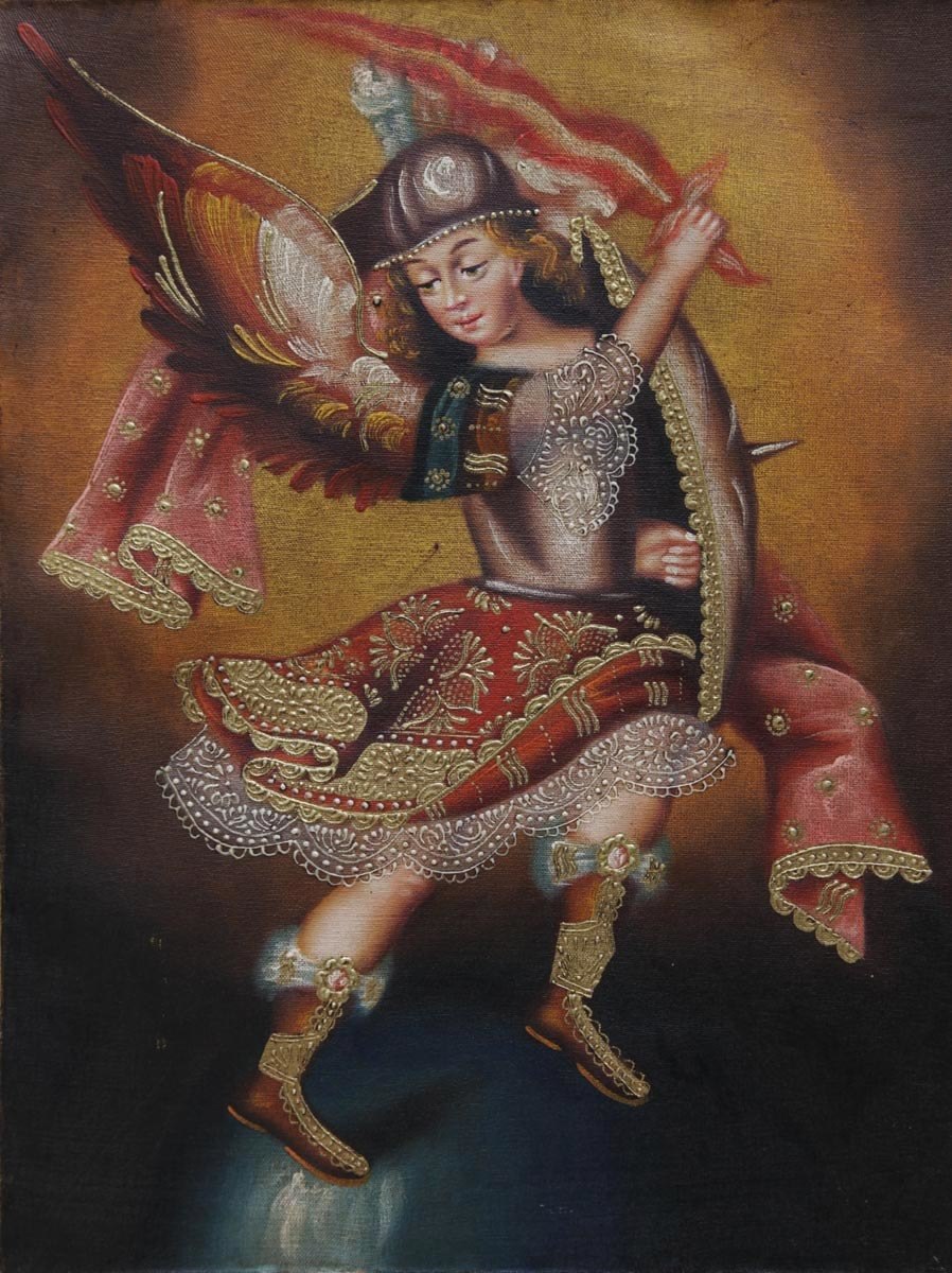 898x1200 Archangel Michael Cuzco School Oil Painting On Canvas 16x 12 (30 - Archangel Michael Painting
