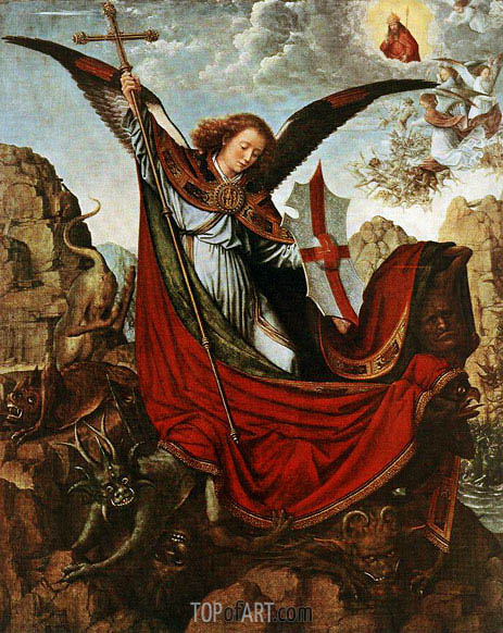 463x582 Altar Of The Archangel Michael Gerard David Painting - Archangel Painting