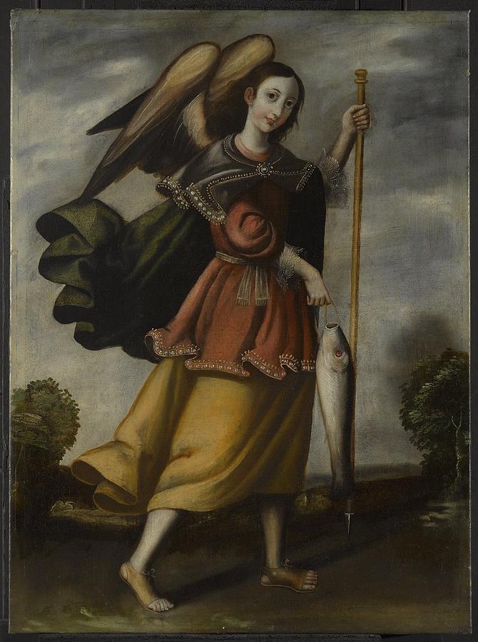 670x900 Unknown Archangel Raphael Painting By Motionage Designs - Archangel Painting