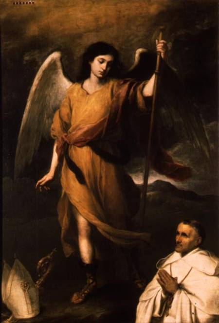 450x664 Archangel Raphael With Bishop Domonte - Archangel Raphael Painting