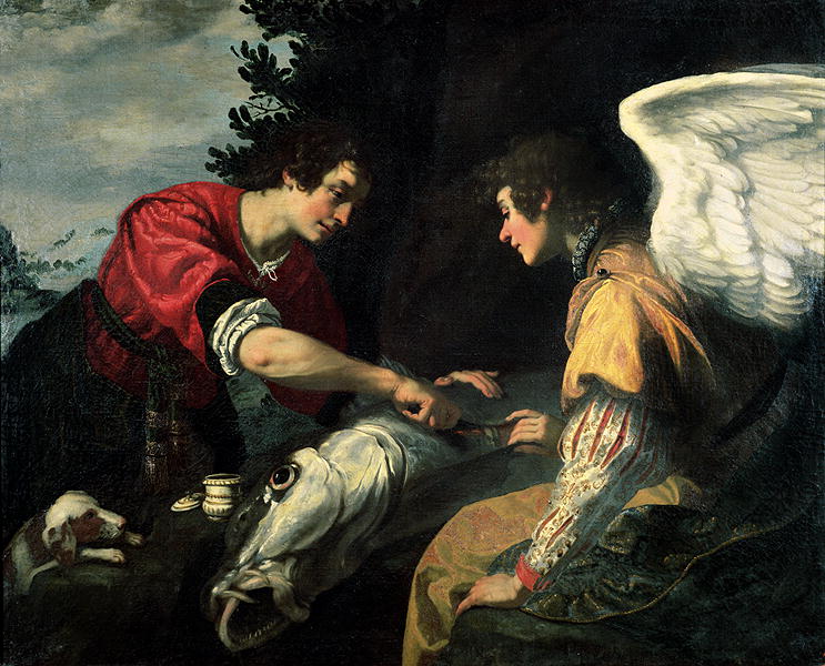 743x600 Tobias And The Archangel Raphael Painting Jacopo Vignali Oil - Archangel Raphael Painting
