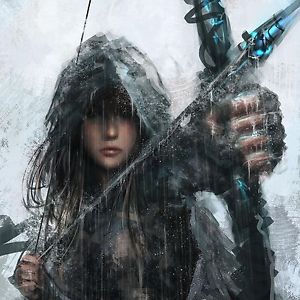 300x300 Female Archer Warrior Speed Painting 12x12 Stretched Canvas Art - Archer Painting