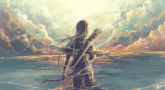 640x349 Online Shop Psychedelic Trippy Girl Archery Nice Home Decor Silk - Archery Painting