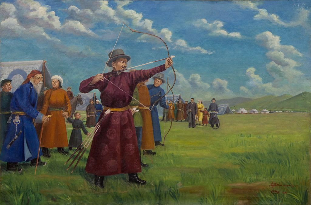 1024x675 Picture Luvsanjamts D Archery Album Mongolian Paintings - Archery Painting