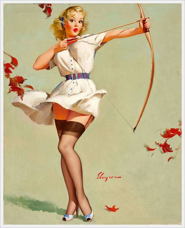 610x752 A Girl Playing Archery Painting - Archery Painting