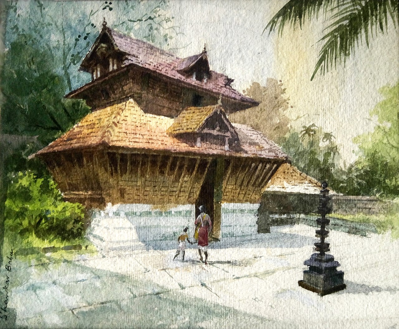 1280x1057 Buy Kerala Sri Rama Temple Handmade Painting By Sankara Babu. Code - Architecture Art Painting